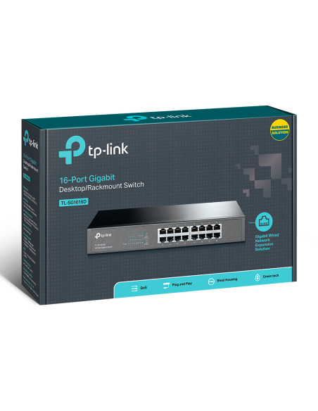 TP-Link TL-SG1016D Non gestito Gigabit Ethernet (10/100/1000) Nero