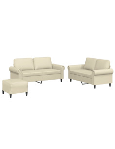 Set di Divani 3 pz con Cuscini crema in Similpelle 2