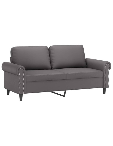 Set di Divani 3 pz con Cuscini Grigio in Similpelle