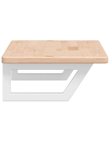 Ripiano a Parete per Lavabo in Acciaio e Massello di Rovere