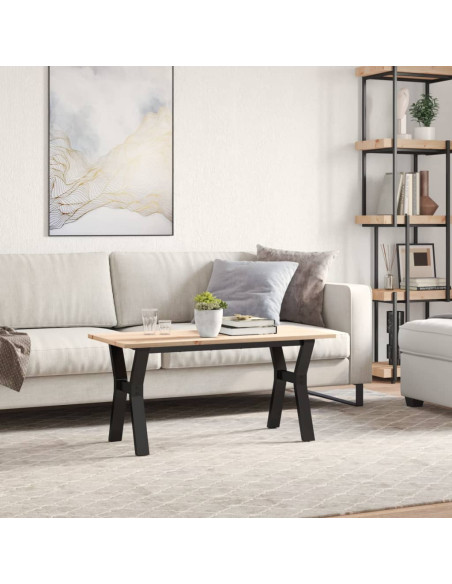 Tavolino Salotto Telaio a Y 100x50x45 cm Legno Pino e Acciaio
