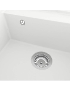 Lavello da Cucina con Foro Troppopieno Bianco in Granito