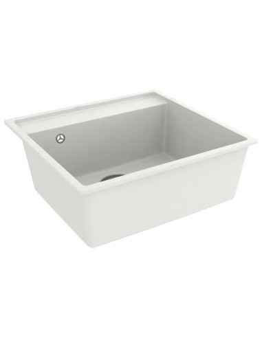 Lavello da Cucina con Foro Troppopieno Bianco in Granito