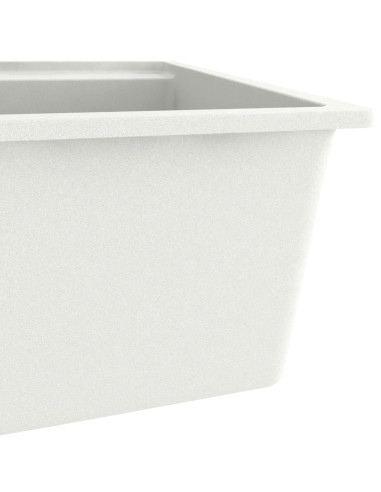 Lavello da Cucina con Foro Troppopieno Bianco in Granito