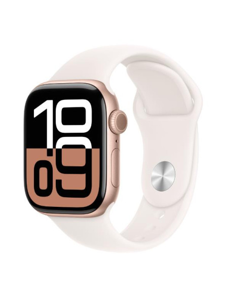 APPLE WATCH SERIES 10 GPS 42MM ROSE GOLD ALUMINIUM CASE WITH LIGHT BLUSH SPORT BAND - S/M