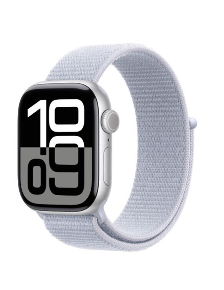 APPLE WATCH SERIES 10 GPS 46MM SILVER ALUMINIUM CASE WITH BLUE CLOUD SPORT LOOP