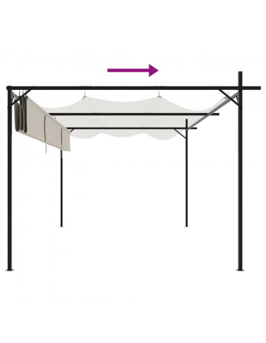 Pergola con Tetto Retrattile Crema 395x292x230 cm