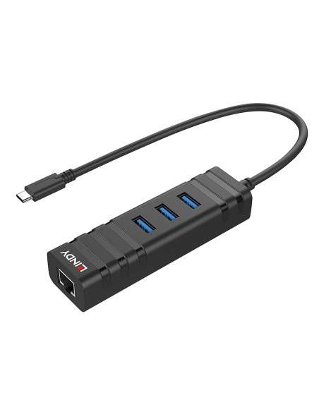Lindy 43249 hub di interfaccia USB 3.2 Gen 1 (3.1 Gen 1) Type-C 5000 Mbit/s Nero