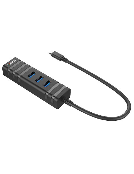 Lindy 43249 hub di interfaccia USB 3.2 Gen 1 (3.1 Gen 1) Type-C 5000 Mbit/s Nero
