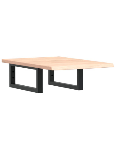 Ripiano a Parete per Lavabo in Acciaio e Massello di Rovere