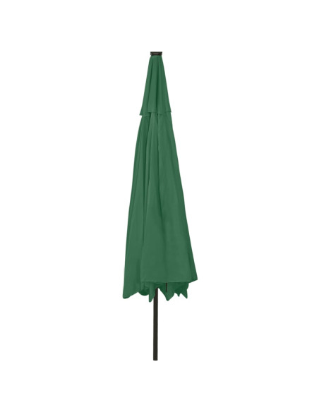 Ombrellone da Esterni con LED e Palo in Metallo 400 cm Verde