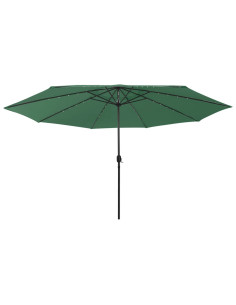 Ombrellone da Esterni con LED e Palo in Metallo 400 cm Verde 2