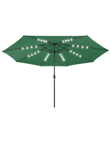 Ombrellone da Esterni con LED e Palo in Metallo 400 cm Verde