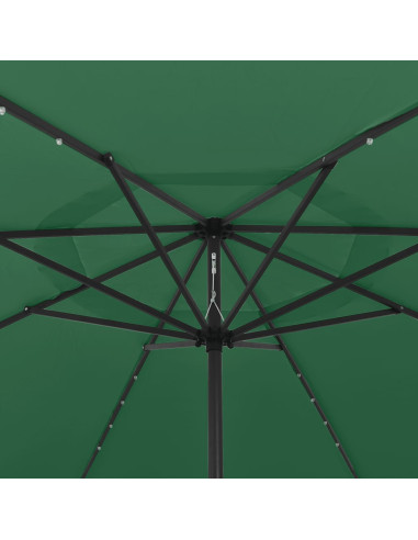 Ombrellone da Esterni con LED e Palo in Metallo 400 cm Verde
