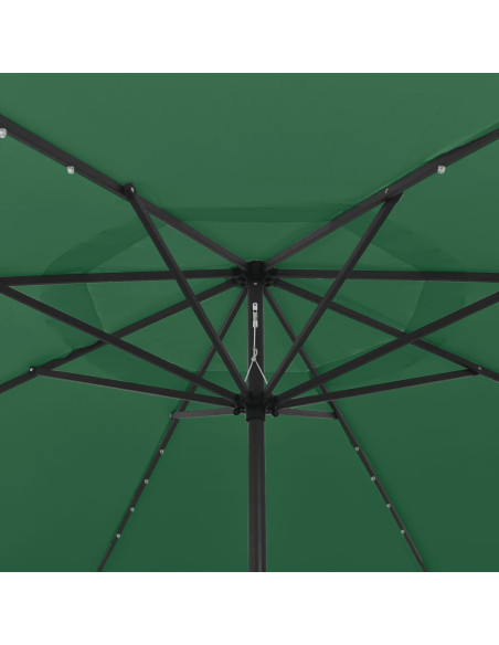 Ombrellone da Esterni con LED e Palo in Metallo 400 cm Verde
