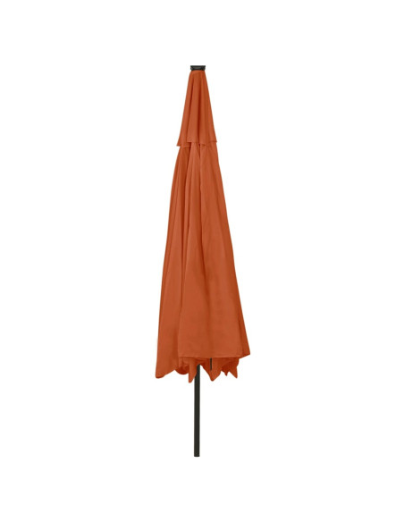 Ombrellone da Esterni con LED Palo in Metallo 400cm Terracotta