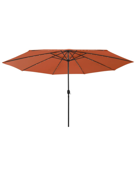 Ombrellone da Esterni con LED Palo in Metallo 400cm Terracotta