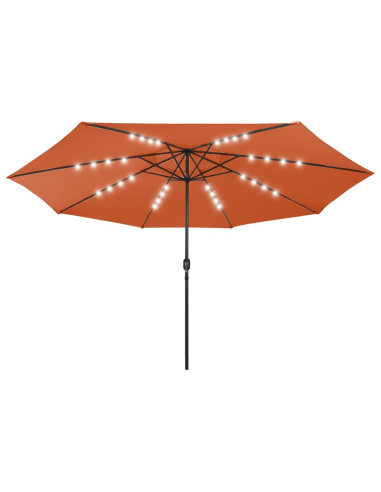 Ombrellone da Esterni con LED Palo in Metallo 400cm Terracotta