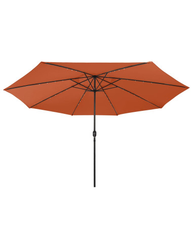 Ombrellone da Esterni con LED Palo in Metallo 400cm Terracotta