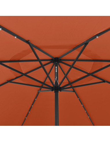 Ombrellone da Esterni con LED Palo in Metallo 400cm Terracotta