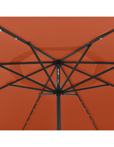 Ombrellone da Esterni con LED Palo in Metallo 400cm Terracotta