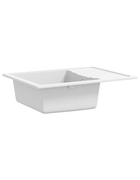 Lavello da Cucina con Foro Troppopieno Ovale Bianco in Granito