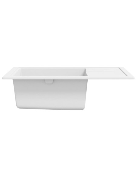 Lavello da Cucina con Foro Troppopieno Ovale Bianco in Granito