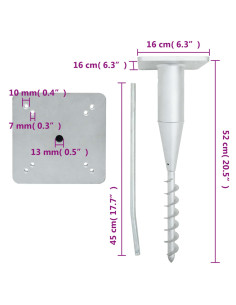 Base per Ombrellone Interrata con Asta 16x16x52 cm in Acciaio