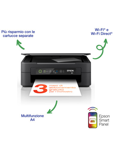 Epson Expression Home XP-2200 stampante multifunzione A4 getto d'inchiostro 3in1, scanner, fotocopiatrice, Wi-Fi Direct, cartucc