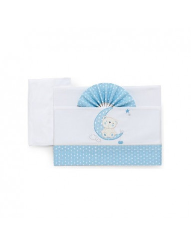 Lenzuola carrozzina Italbaby 15 3010 402 MOON Set Completo Azzurro Azz