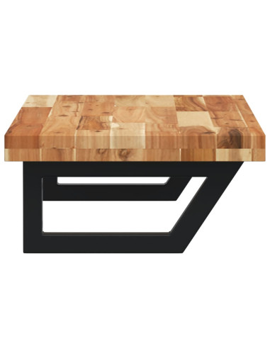 Ripiano a Parete per Lavabo in Acciaio e Massello di Acacia