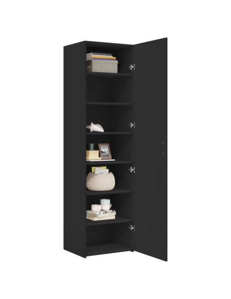 Credenza Nera 50x42,5x185 cm in Legno Multistrato