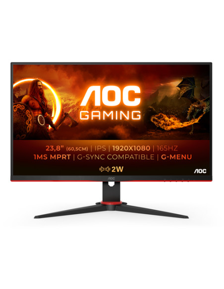 AOC 24G2SPU/BK Monitor PC 60,5 cm (23.8") 1920 x 1080 Pixel Full HD Nero, Rosso