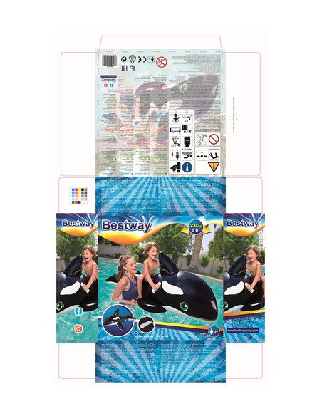 Bestway 41009 galleggiante da piscina e da spiaggia Nero, Bianco Fantasia Vinile Gonfiabile cavalcabile