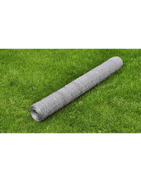 Recinzione in Rete per Pollaio Acciaio Zincato 25x0,5 m Argento