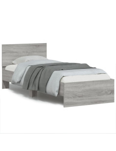 Giroletto con Testiera Grigio Sonoma 90x190cm Legno Multistrato 2