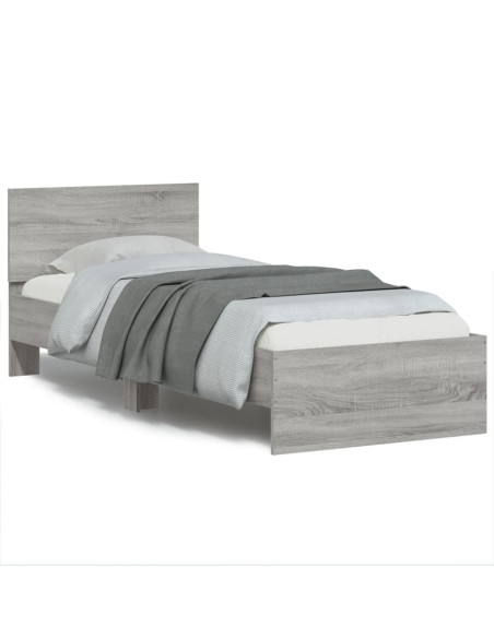 Giroletto con Testiera Grigio Sonoma 90x190cm Legno Multistrato