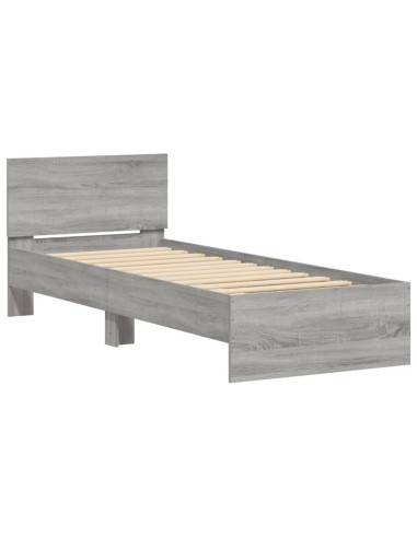 Giroletto con Testiera Grigio Sonoma 90x190cm Legno Multistrato