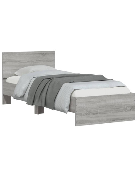 Giroletto con Testiera Grigio Sonoma 90x190cm Legno Multistrato