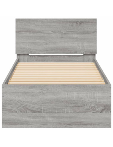 Giroletto con Testiera Grigio Sonoma 90x190cm Legno Multistrato