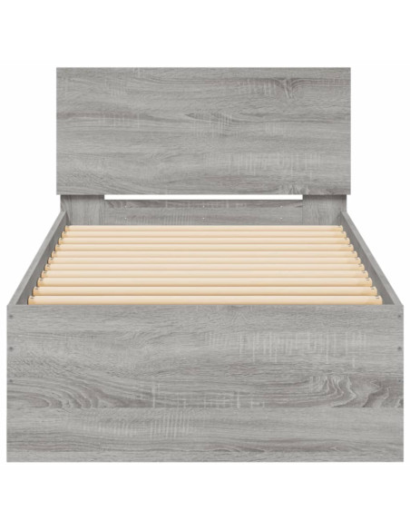 Giroletto con Testiera Grigio Sonoma 90x190cm Legno Multistrato