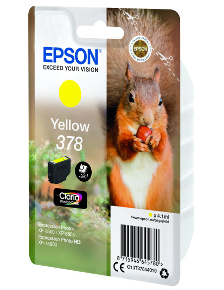 Epson Squirrel Singlepack Yellow 378 Claria Photo HD Ink