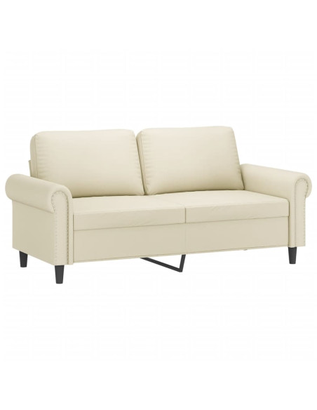 Set di Divani 3 pz con Cuscini Crema in Similpelle