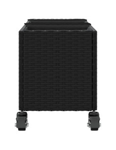 Fioriera con Ruote e 3 Vasi Nera 107x32x38 cm in Polyrattan