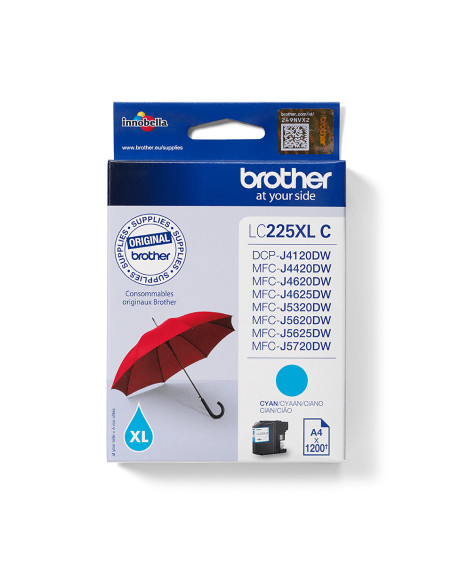 Brother LC225XLC cartuccia d'inchiostro 1 pz Originale Ciano