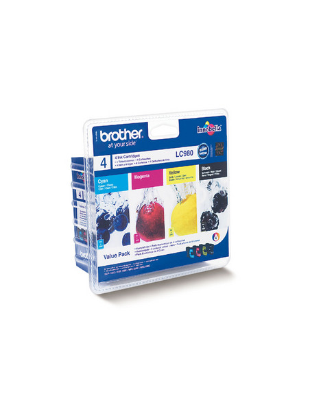 Brother LC980 Pack cartuccia d'inchiostro 4 pz Originale Resa standard Nero, Ciano, Magenta, Giallo