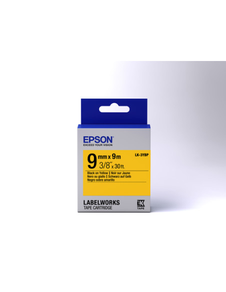 Epson Nastro fondo Pastello Giallo per testo Nero 9/9 LK-3YBP