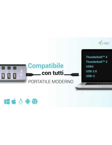 i-tec USB-A/USB-C Charging HUB 9port with LAN + Power Adapter 60 W