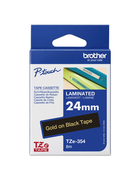 Brother TZE-354 nastro per etichettatrice Oro su nero