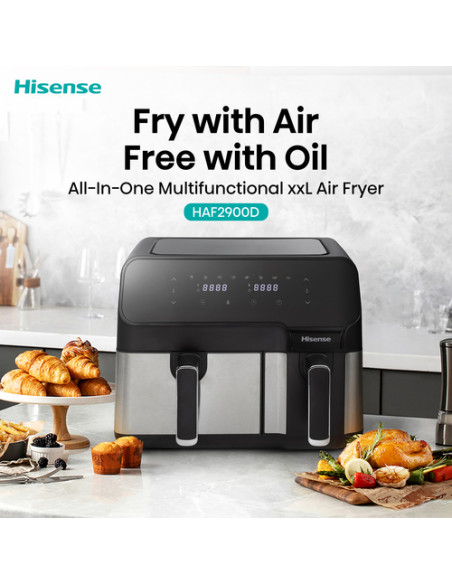 Hisense HAF2900D friggitrice Doppia 8,6 L Indipendente 1700 W Friggitrice ad aria calda Nero